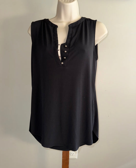 Dana Buchman (Small) Black Quarter Button Up Tank Blouse