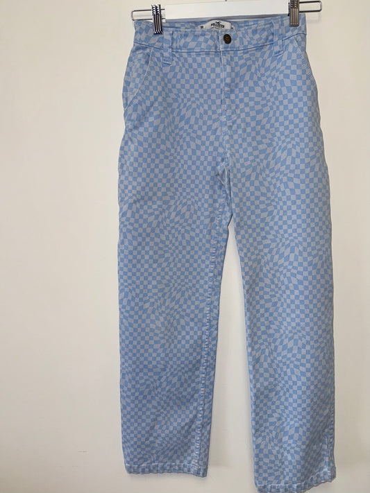 Hollister (0) High Rise Utility Dad Denim Checkered Pattern Jeans
