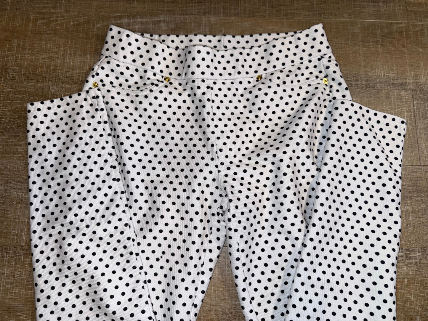 Michael Kors (Medium) Black & White Polka Dotted Skinny Dress Pants w Stretch
