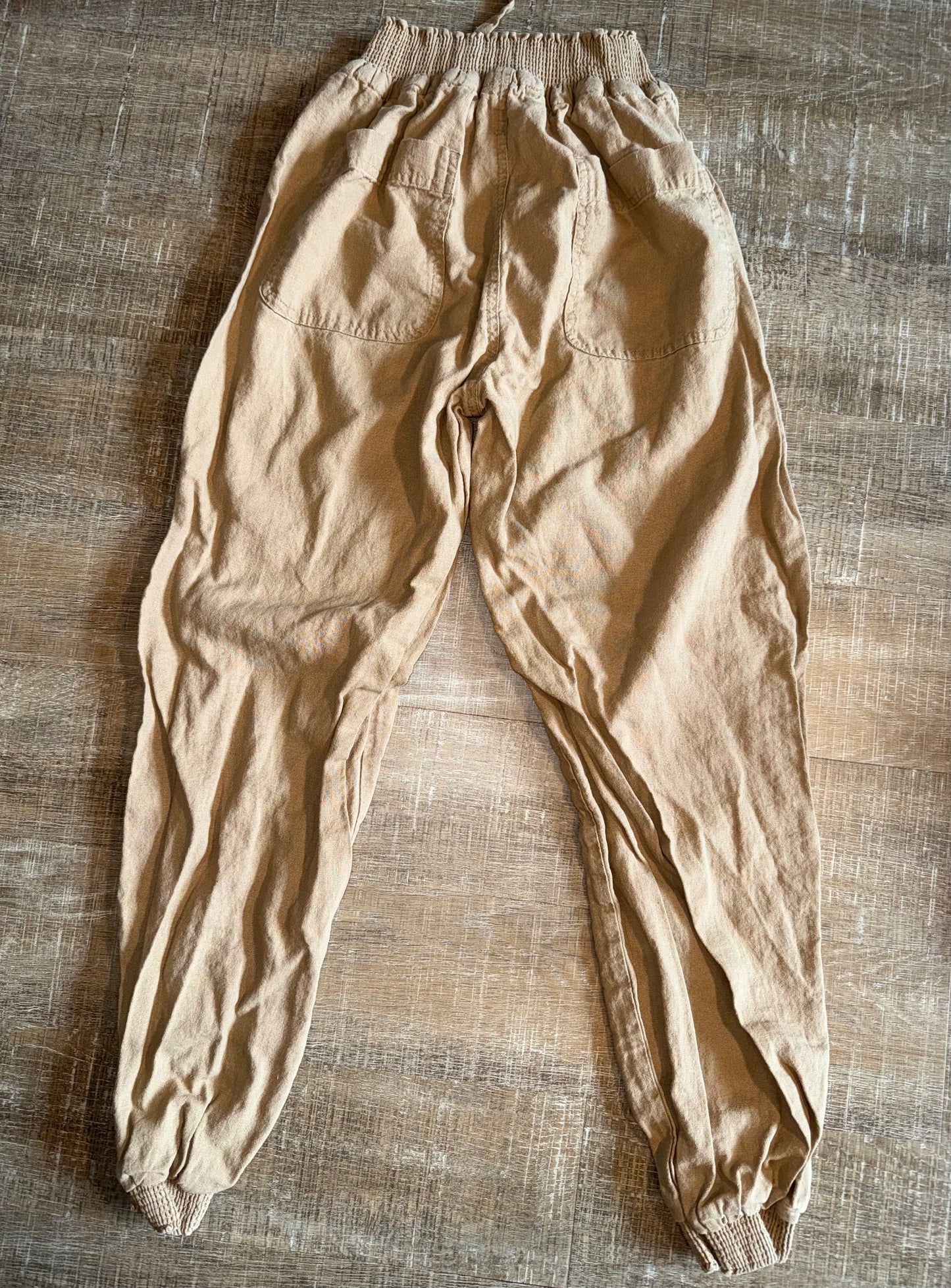 Love Tree (Small) Brown Linen Jogger Pants
