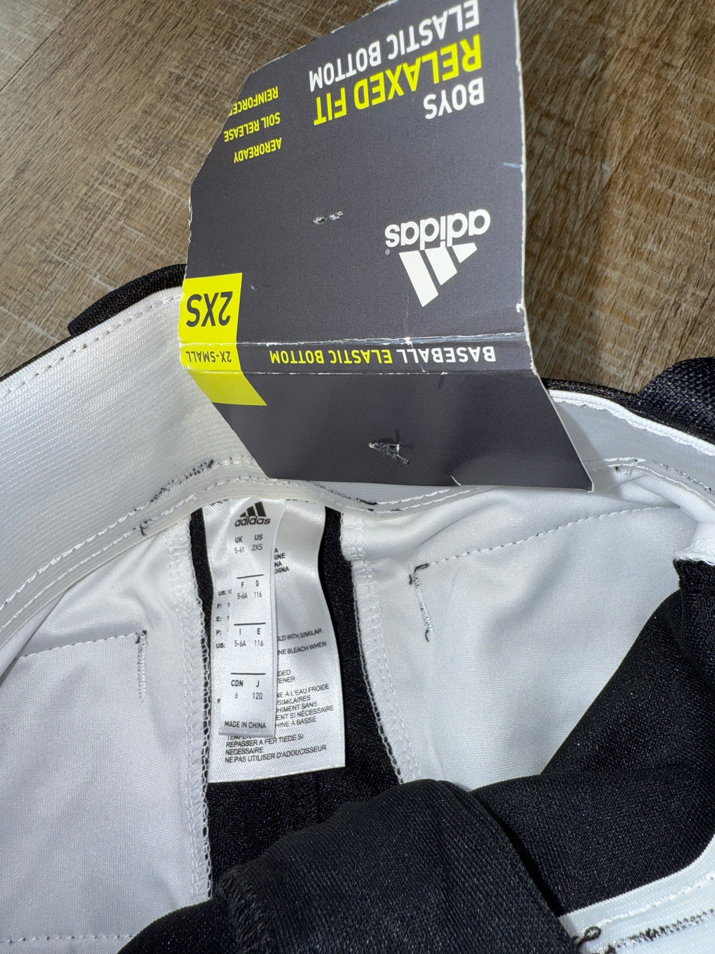 NWT Adidas (Kids 2XS-Small) Brand New Elastic Bottom Relaxed Fit Baseball Pants