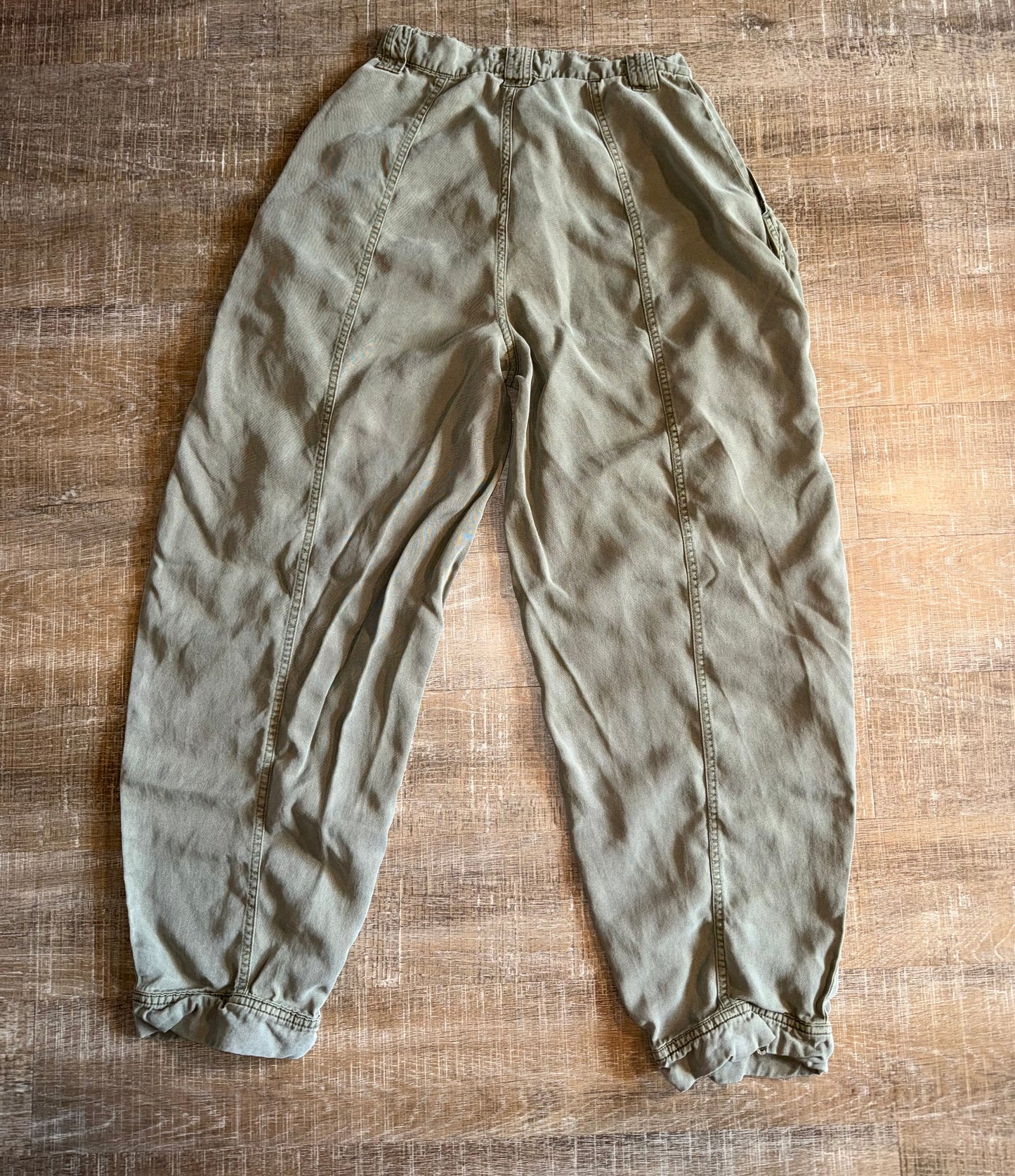 Urban Outfitters (2) Green Cargo Wide Leg Pants with Adjustable Button Ankle