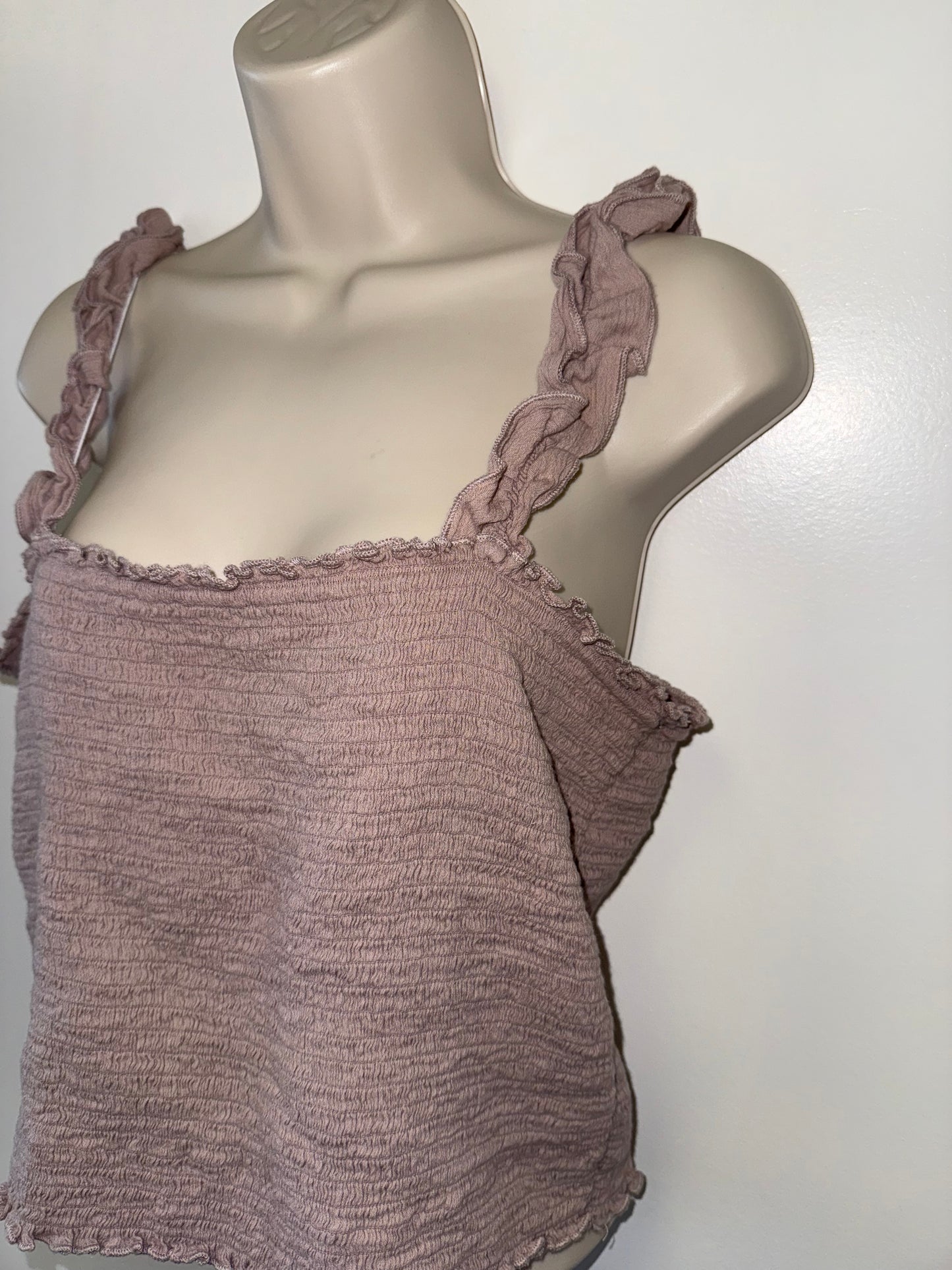Aerie (XL) Smocked Stretchy Crop Top with Ruffle Straps