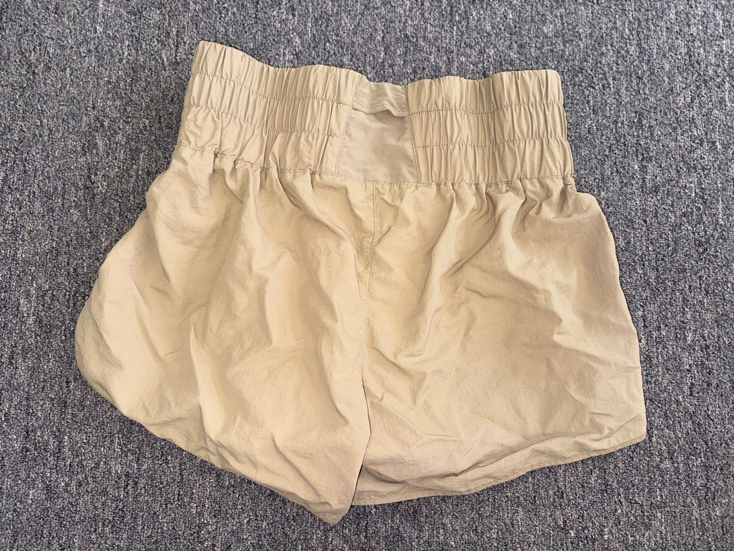 Zenana (XL) Tan Windbreaker Shorts with Smocked Waist