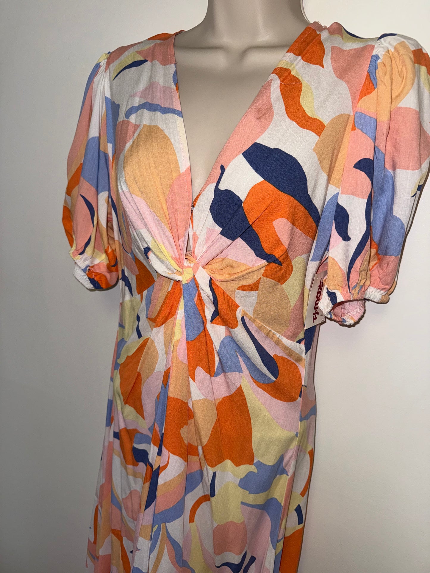 NWT White Closet Elements (Small) Brand New Colorful Abstract Maxi Flowy Dress