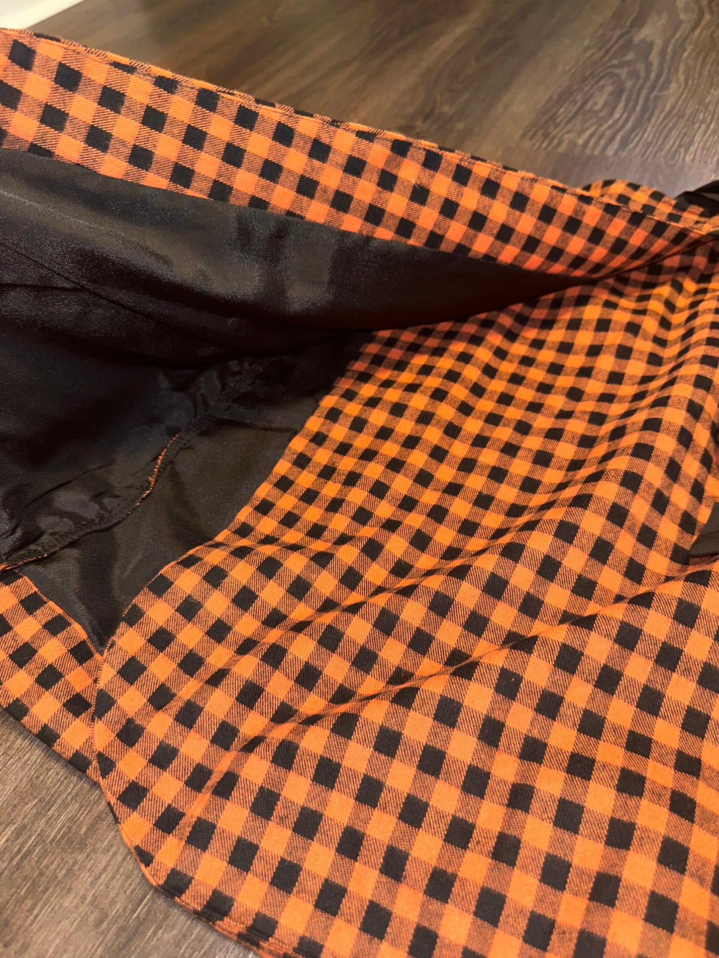 NWT Fancyinn (Small) Brand New Black//Orange Plaid Skirt with Bow