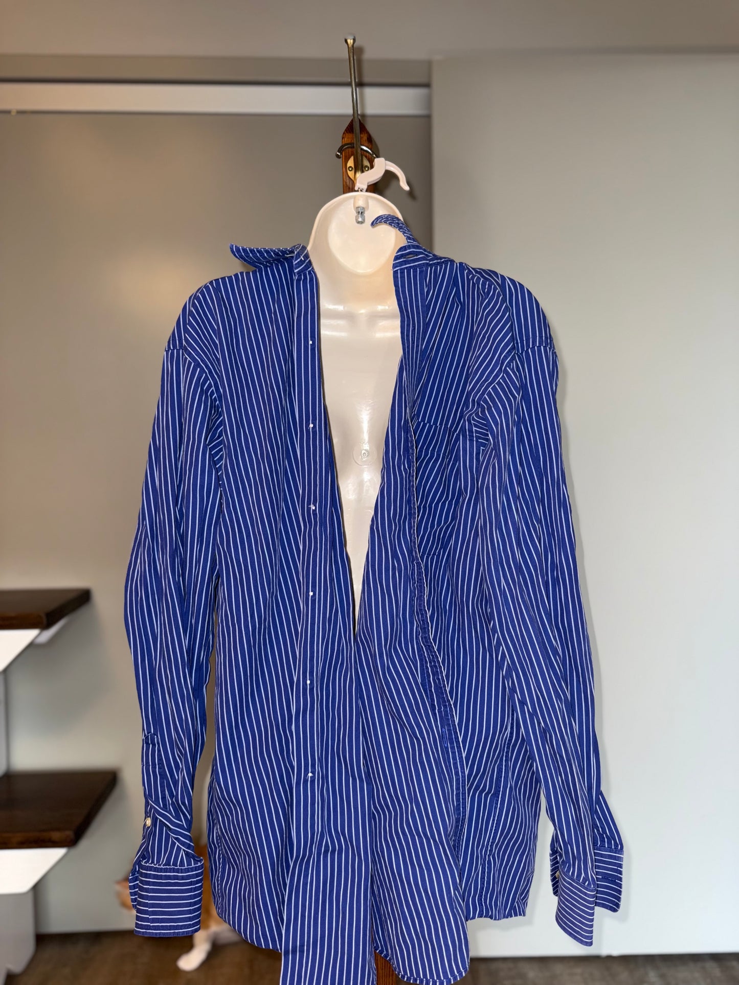 Tommy Hilfiger (16 1/2 (34-35)) Blue Stripped Button Up