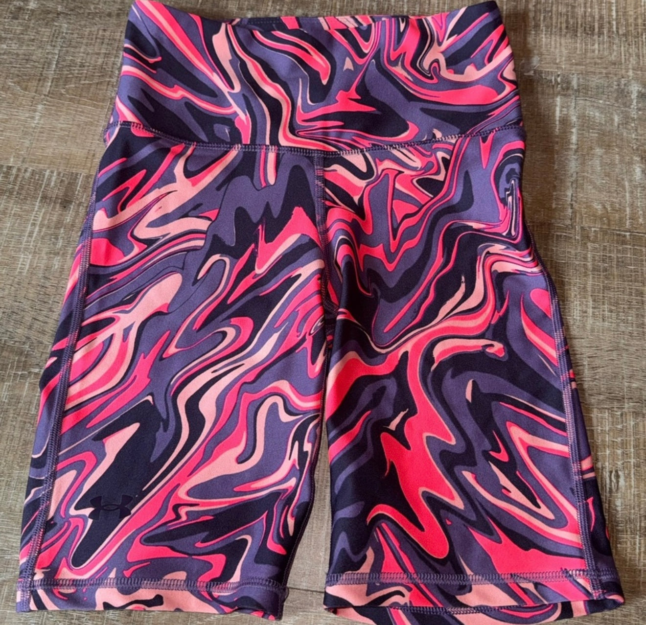 Under Armour (XS) Pink & Purple Swirl Pattern Biker Shorts