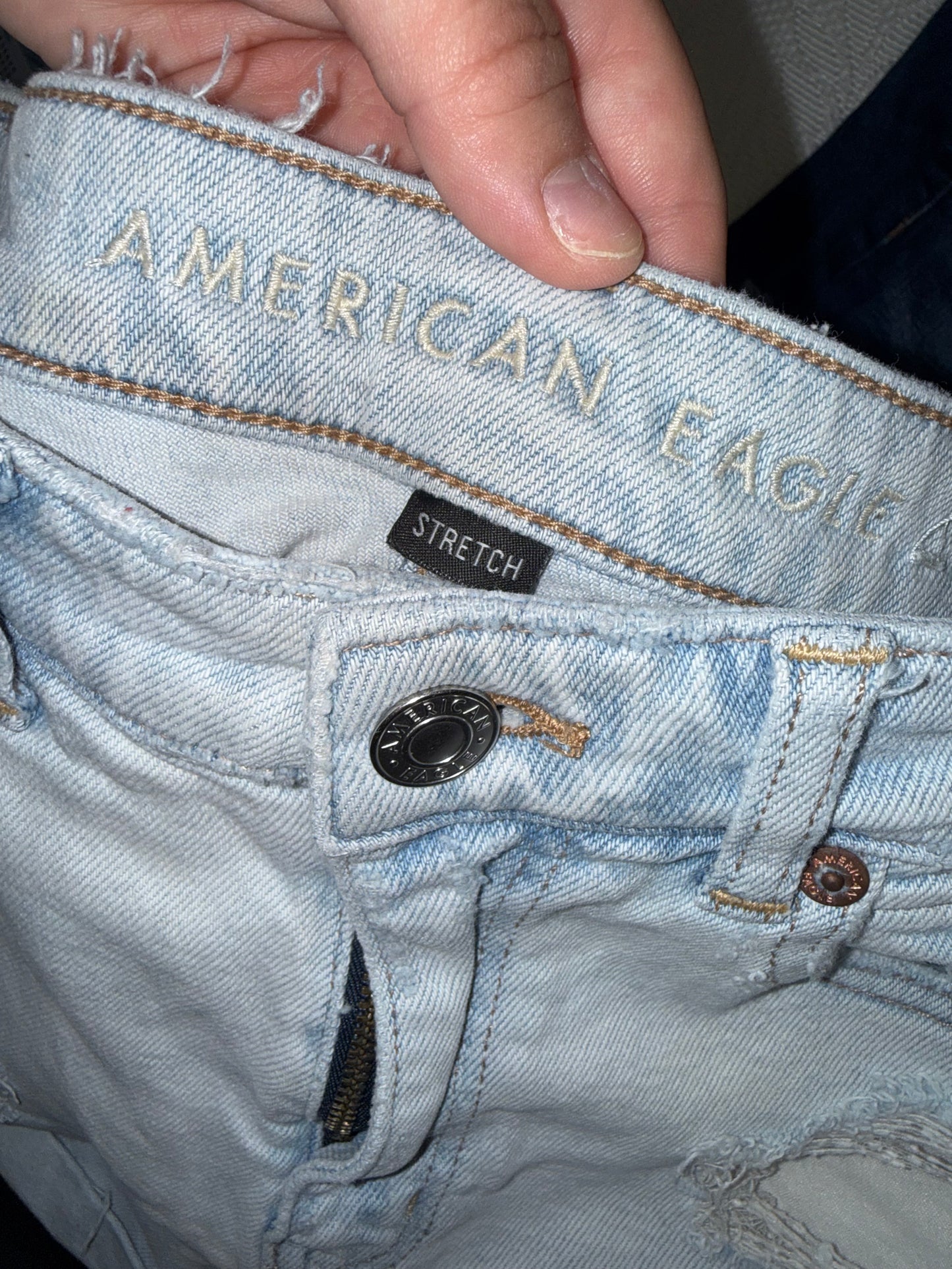 American Eagle (2) Distressed Denim Mom Jean Shorts