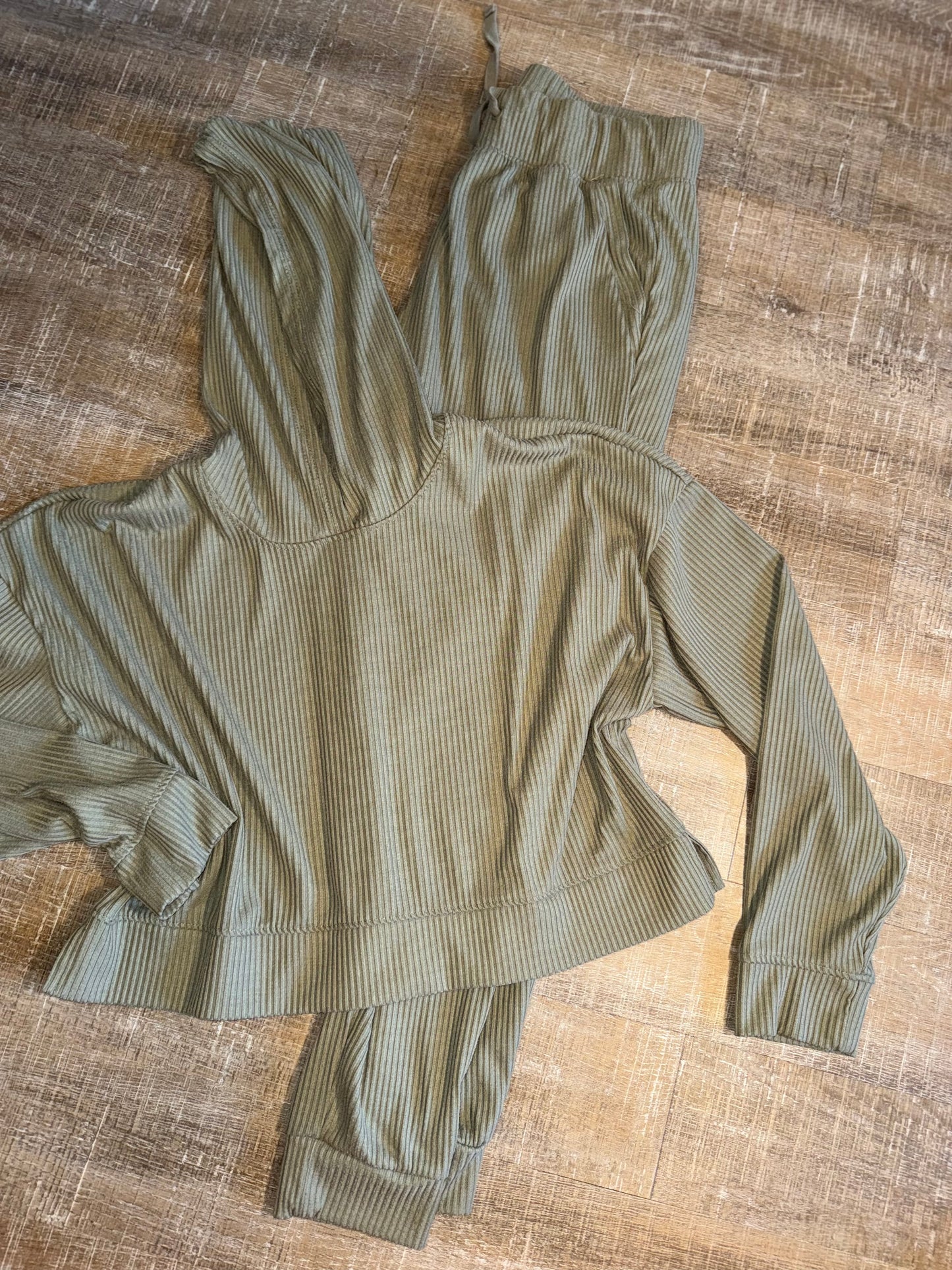 90 Degree (XL) Green Ribbed Jogger and Hoodie Set