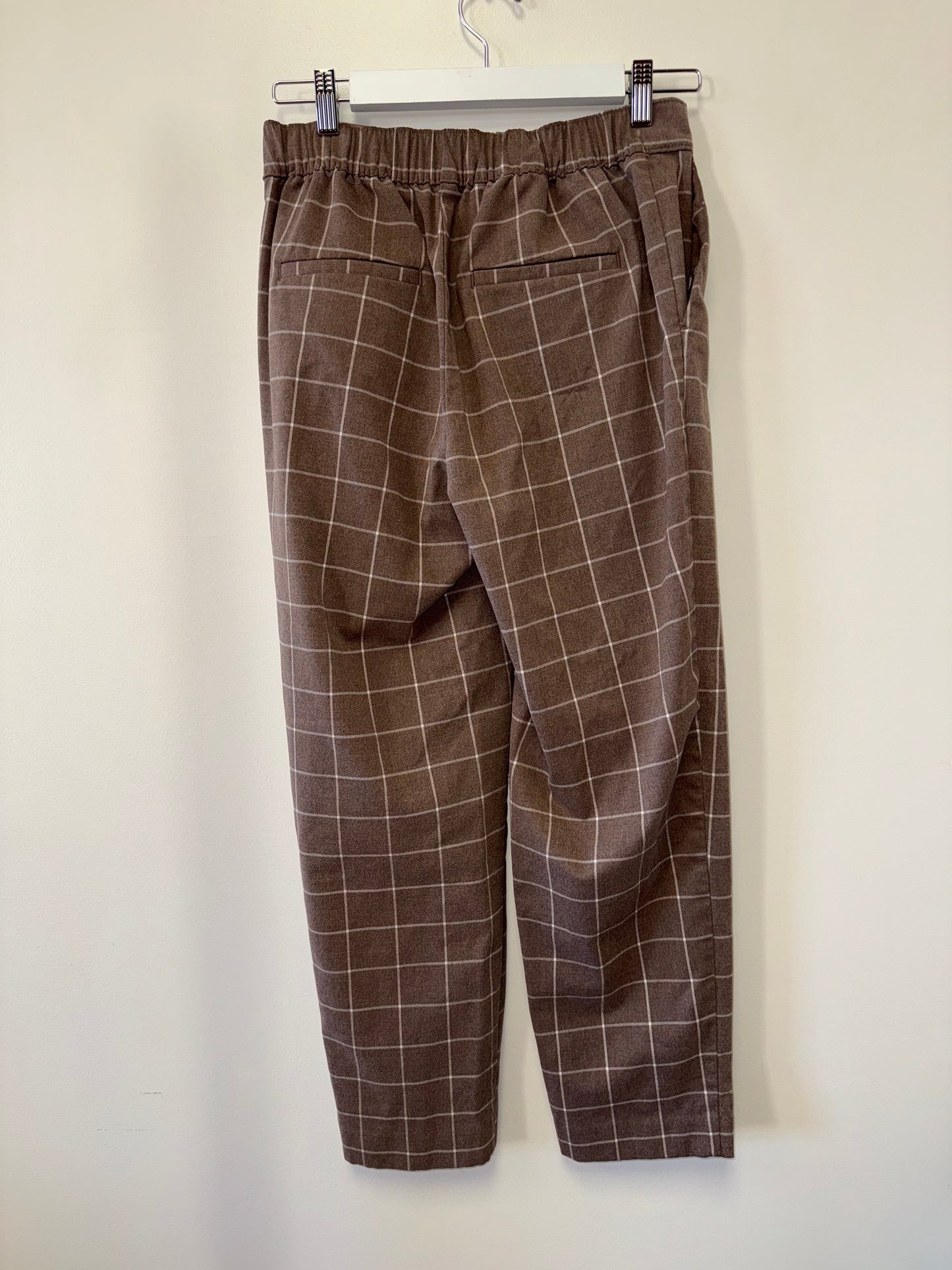 LOFT Brown Plaid Tapered Leg Pants