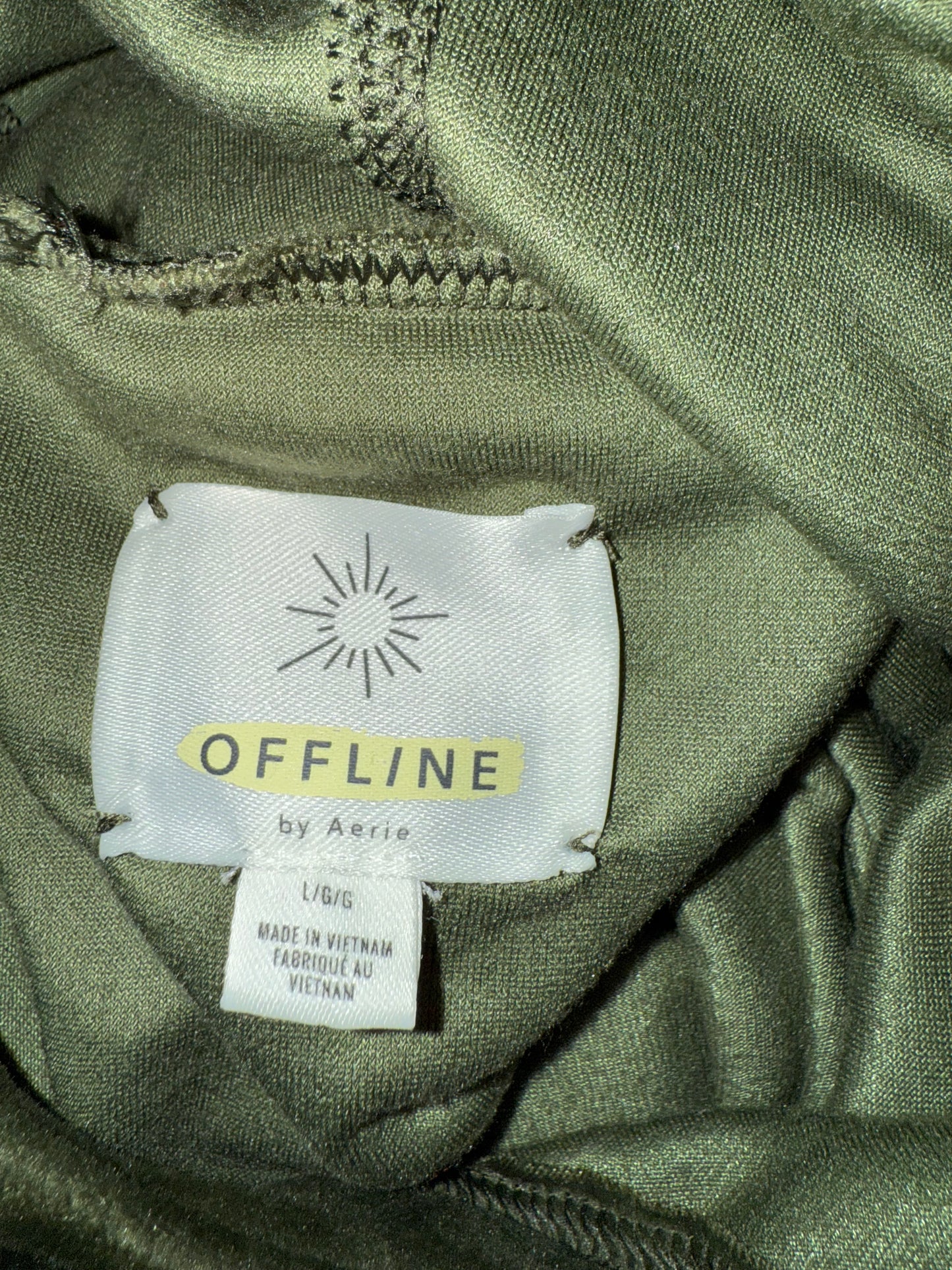 aerie (Large) Green Soft Material Cropped Hoodie