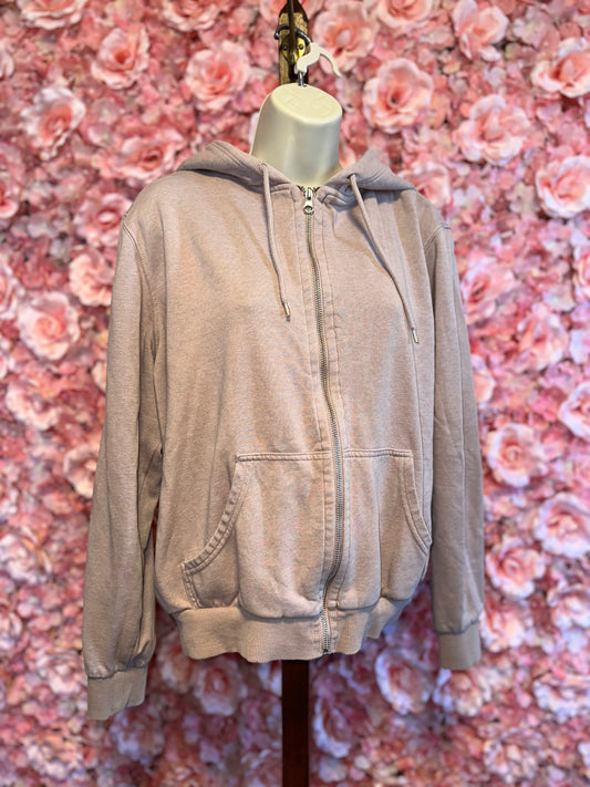 H&M (Large) Light Pink Zip Up Jacket with Hoodie