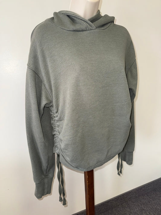 Aerie (Small) Green Cropped Hoodie with Scrunched Sides
