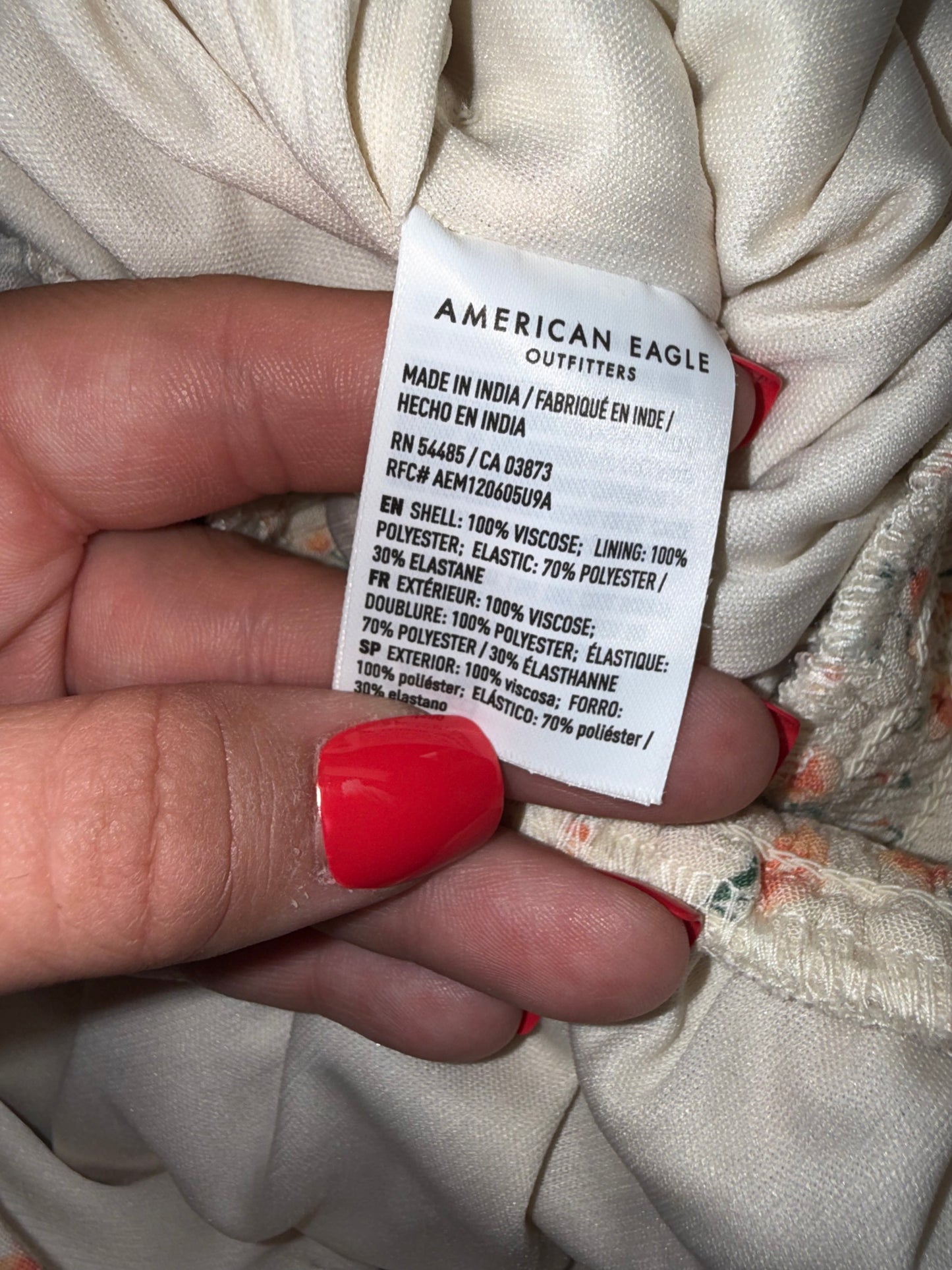 NWT American Eagle (XS) Brand New Cream Romper with Orange Floral Pattern