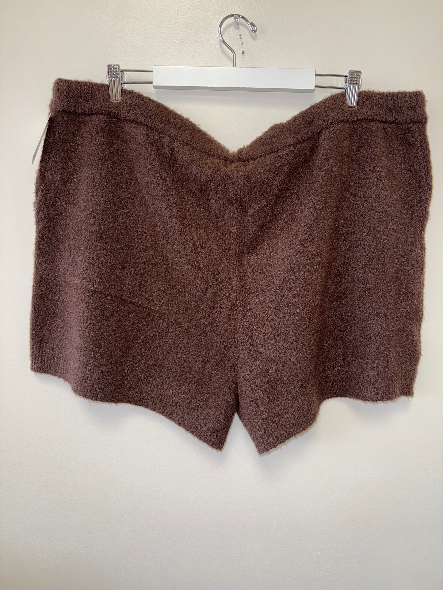 NWT Auden (2X) Brand New Brown Fuzzy Soft Knit Lounge Shorts
