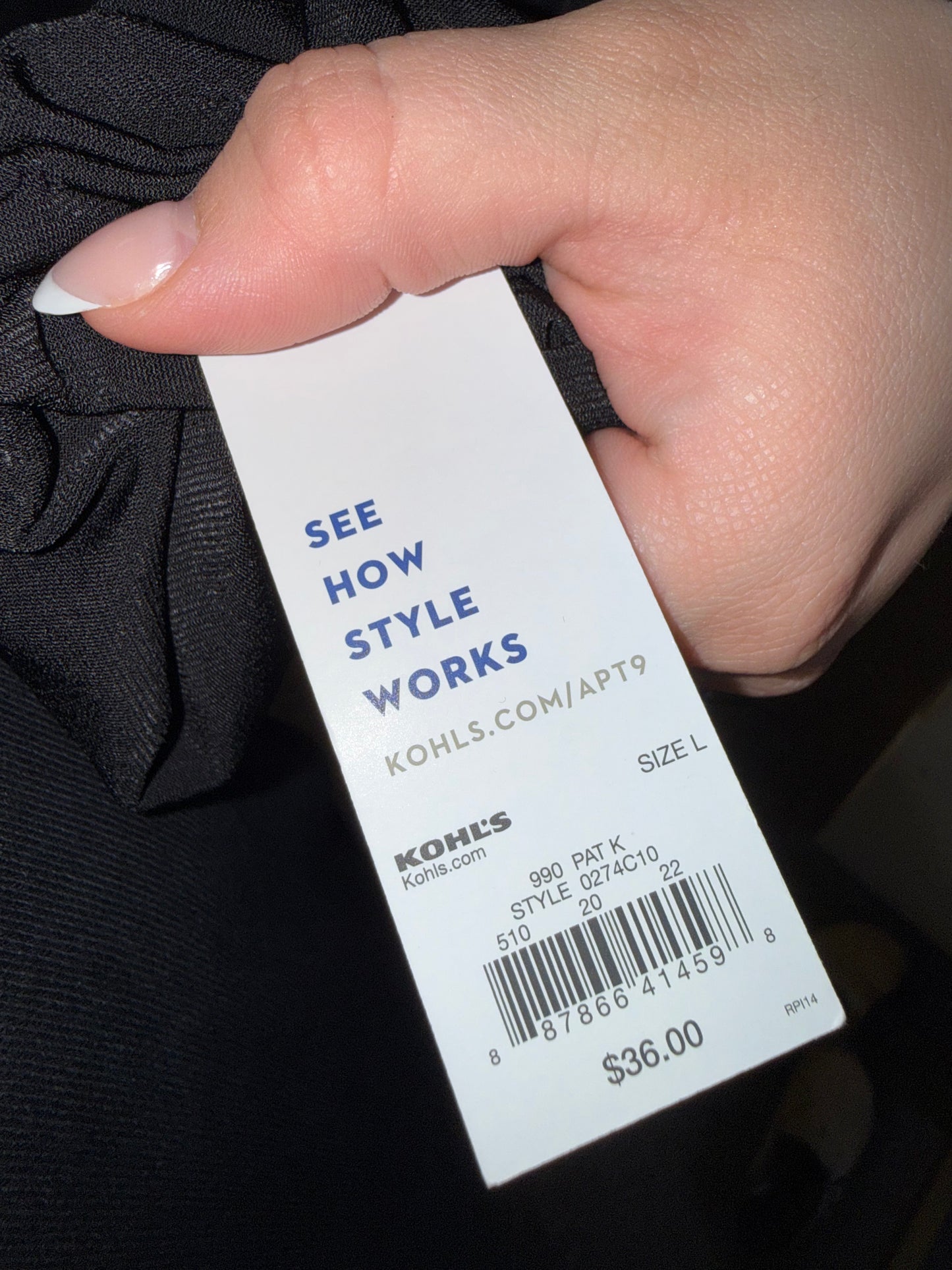 NWT Apt. 9 (Large) Brand New Black/Blue Floral Pattern Wide Leg Dress Pants