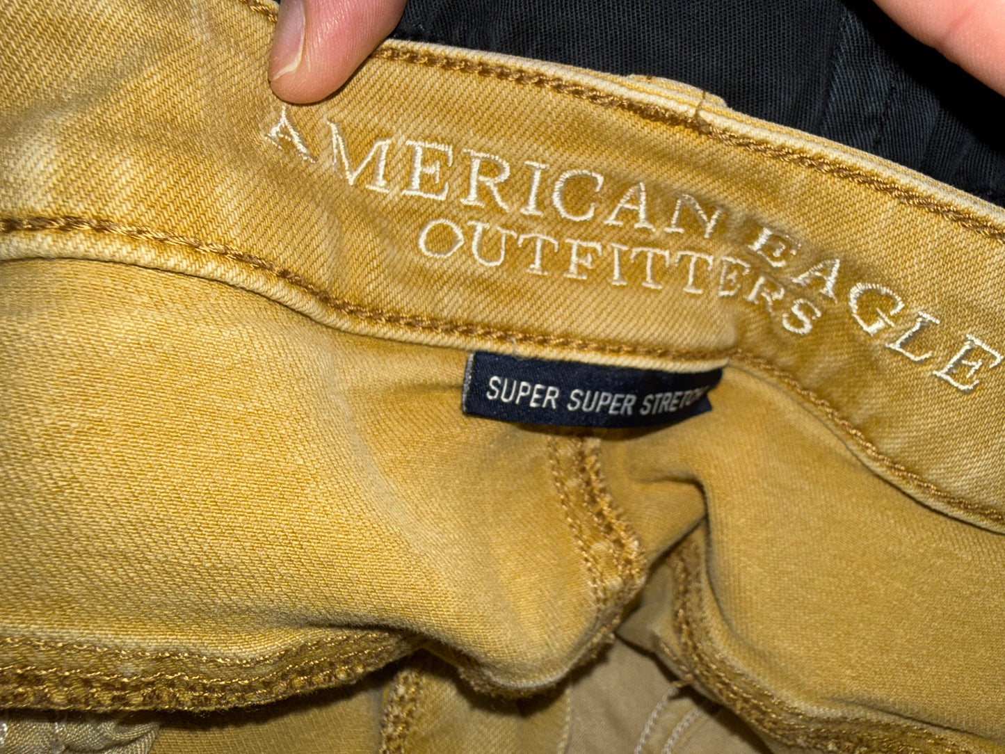 American Eagle (2) Mustard Yellow Hi Rise Shortie with Super Super Stretch