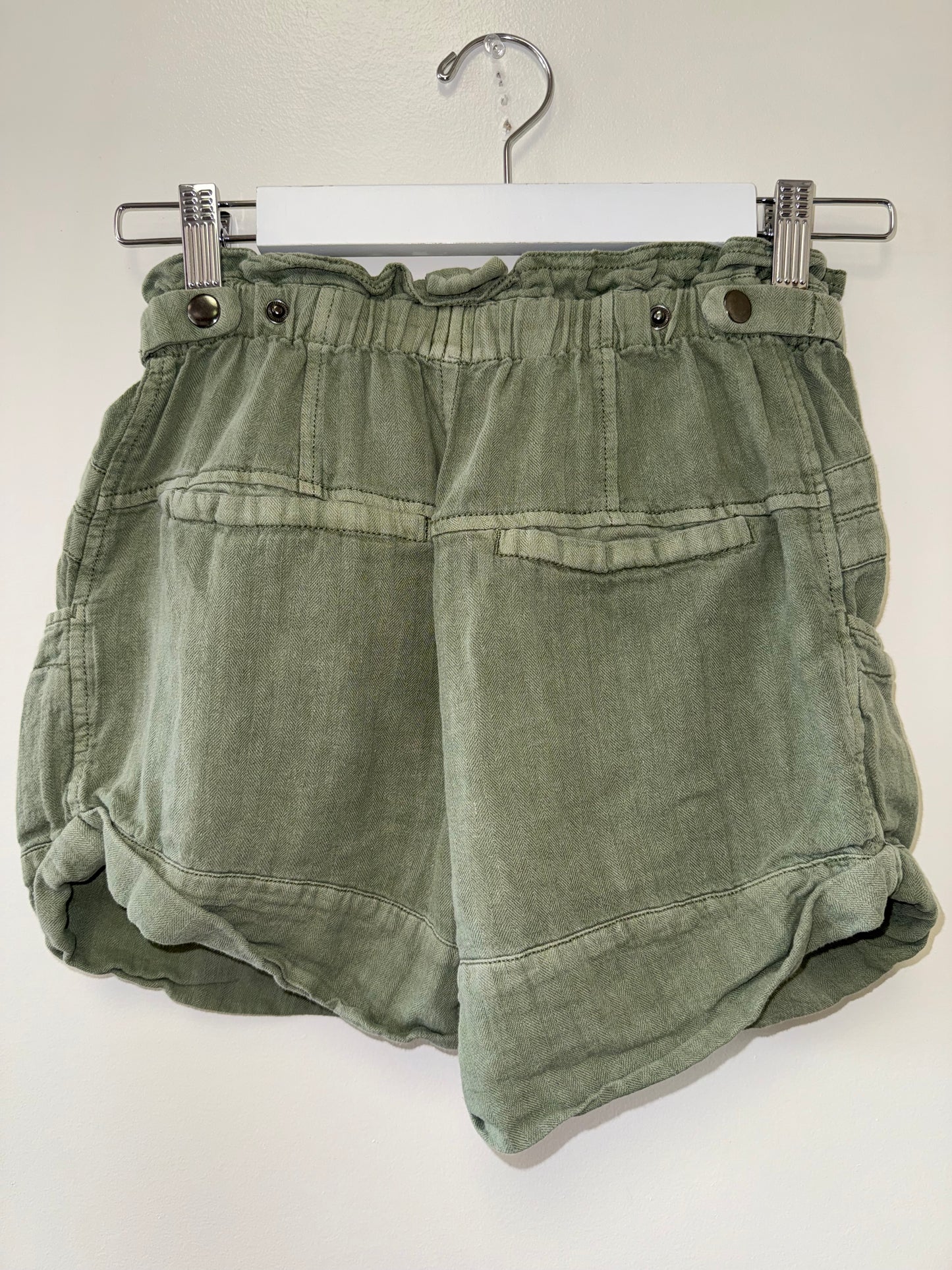 Free People (XS) Olive Green Linen Blend High Rise Shorts