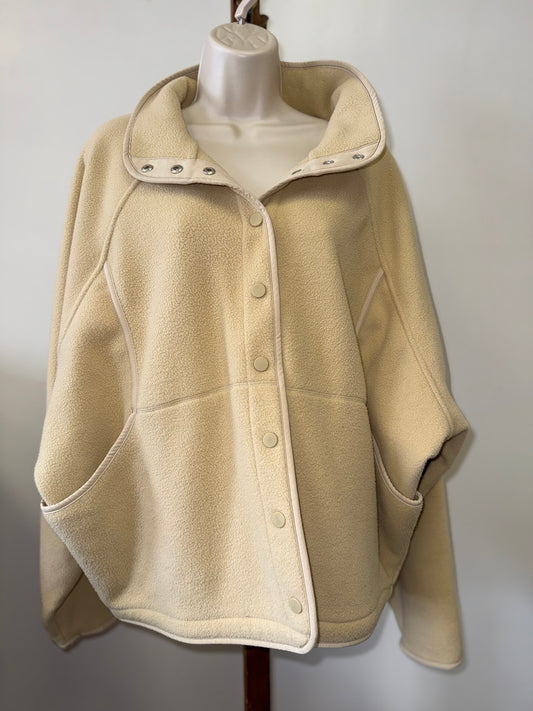 Outdoor Voices (XXL) Tan Fleece Button Up Pullover