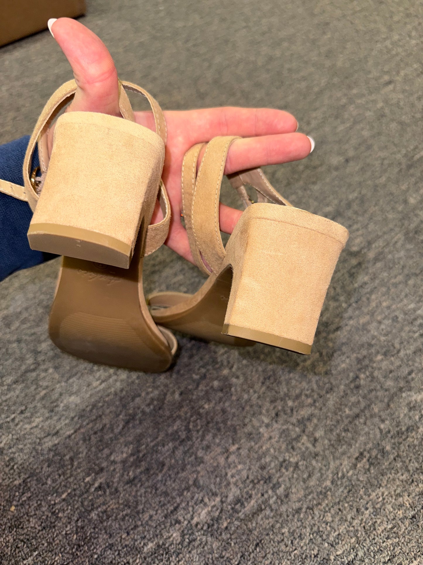 Ankis (8) Nude Open Toe Heels with Adjustable Ankle Strap