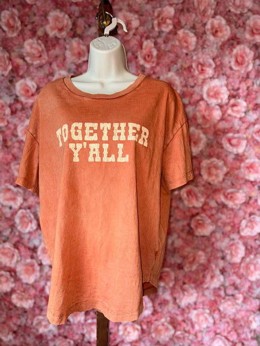 aerie (Medium) Orange 'Together Y'all' Loose Fit T-Shirt