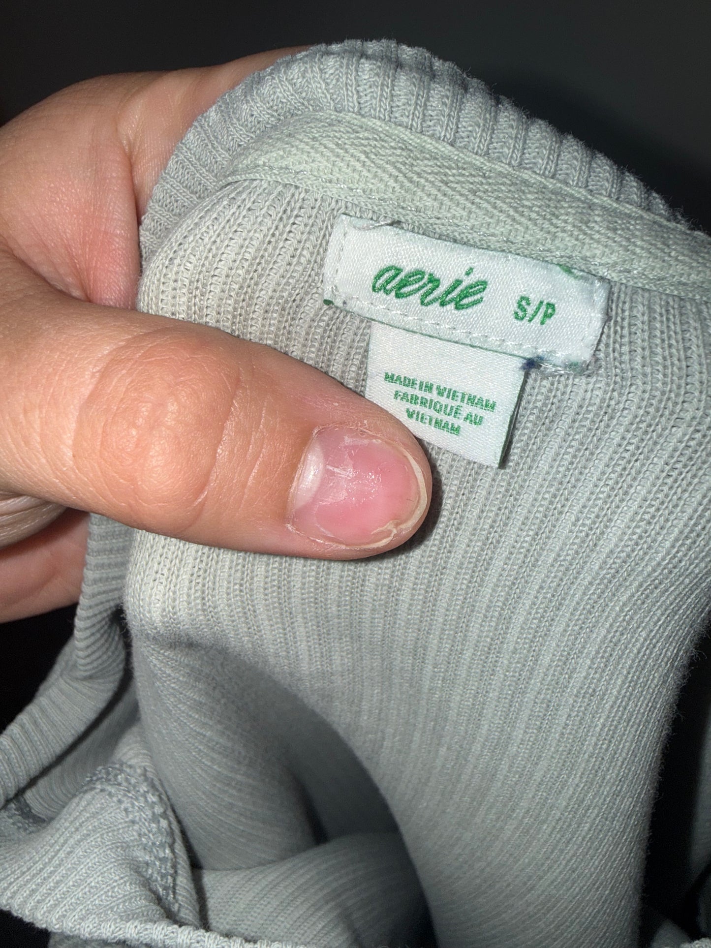 Aerie (Small) Grey Soft Ribbed Oversized Crewneck