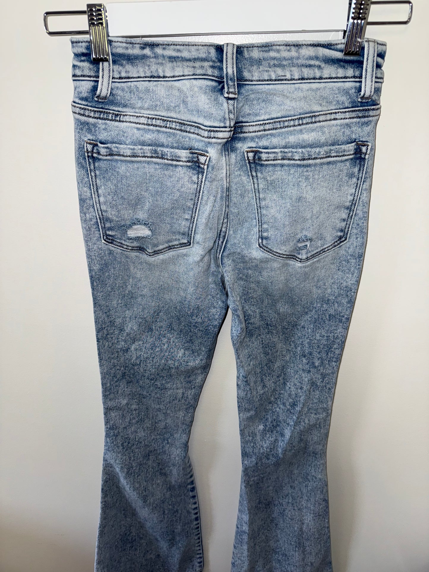 Flying Monkey (24) Distressed High Rise Flare Washed Blue Denim Jeans