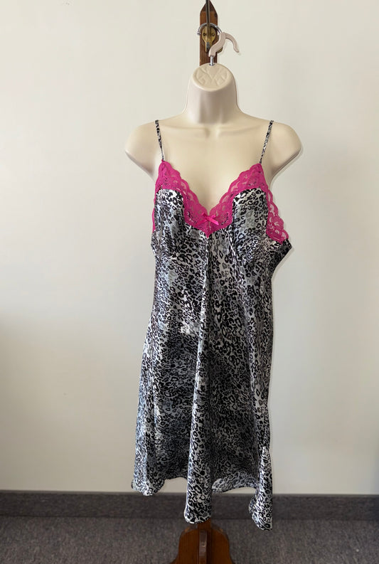 Ambrielle (Large) Cheetah Print Polyester Chemise Slip Lingerie Dress