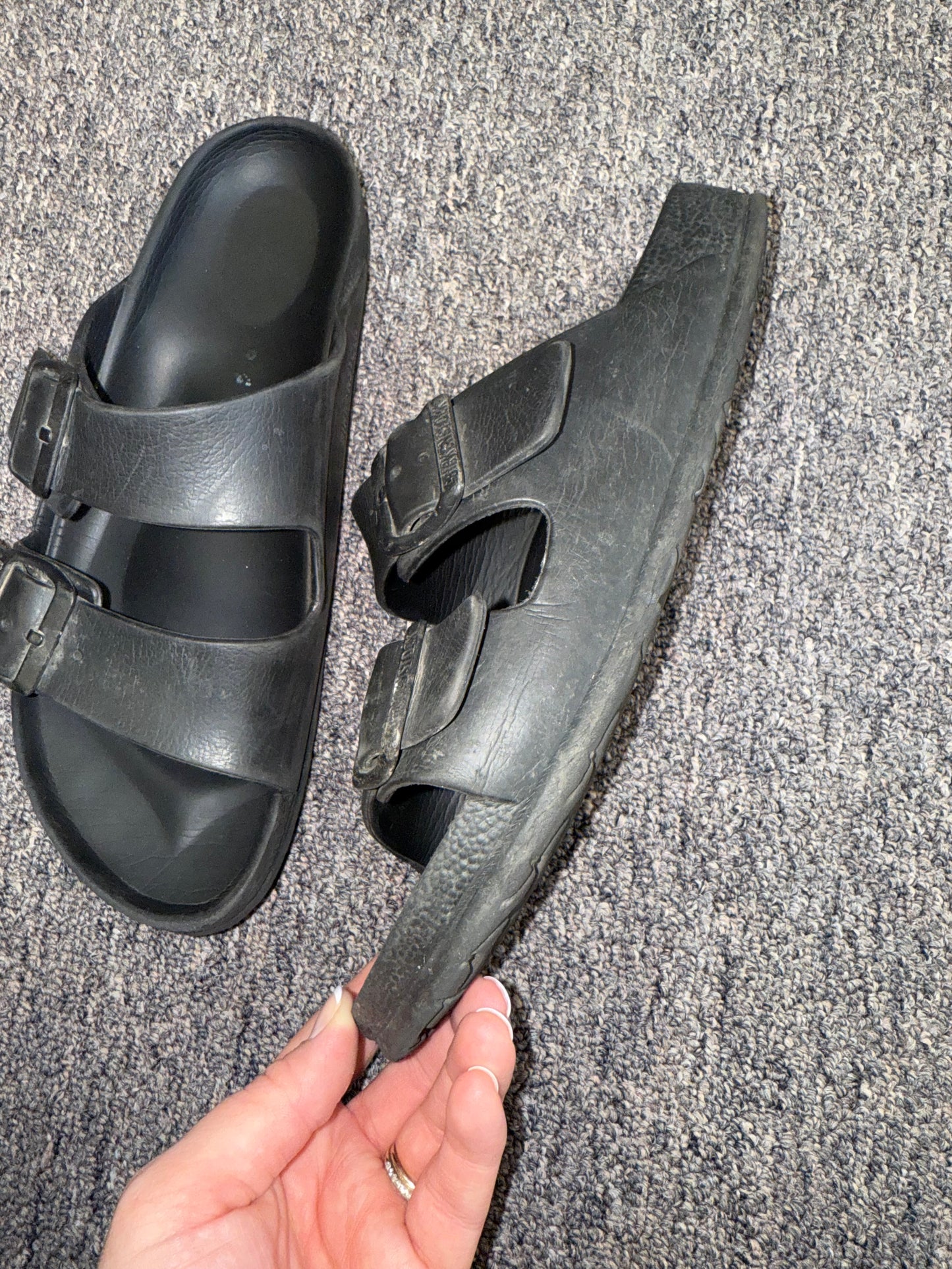 Birkenstock (39) Black Slip On Sandals