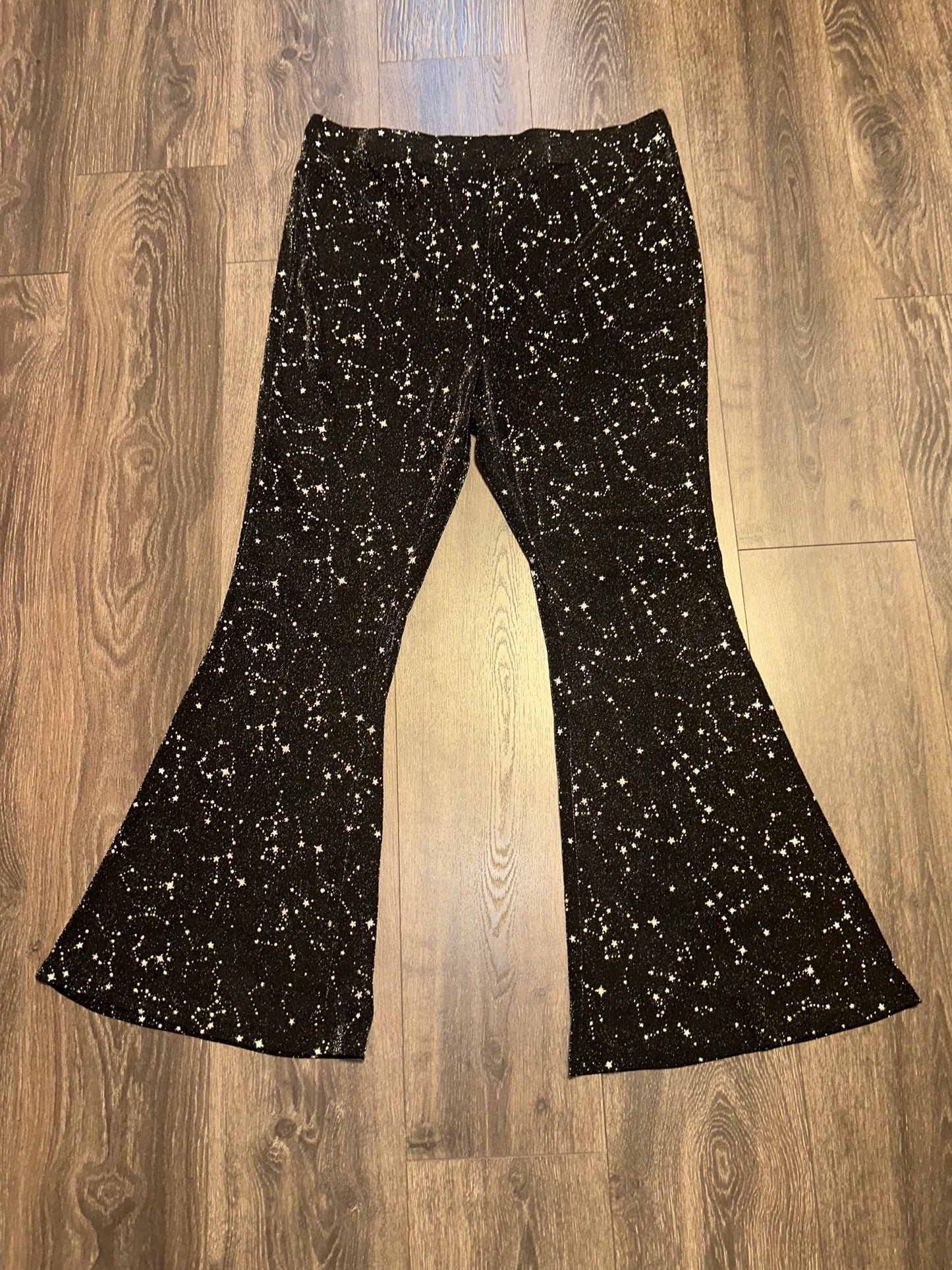 SHEIN Curve (3XL) Black Sheer Sparkle Pattern Lightweight Bootcut Pants