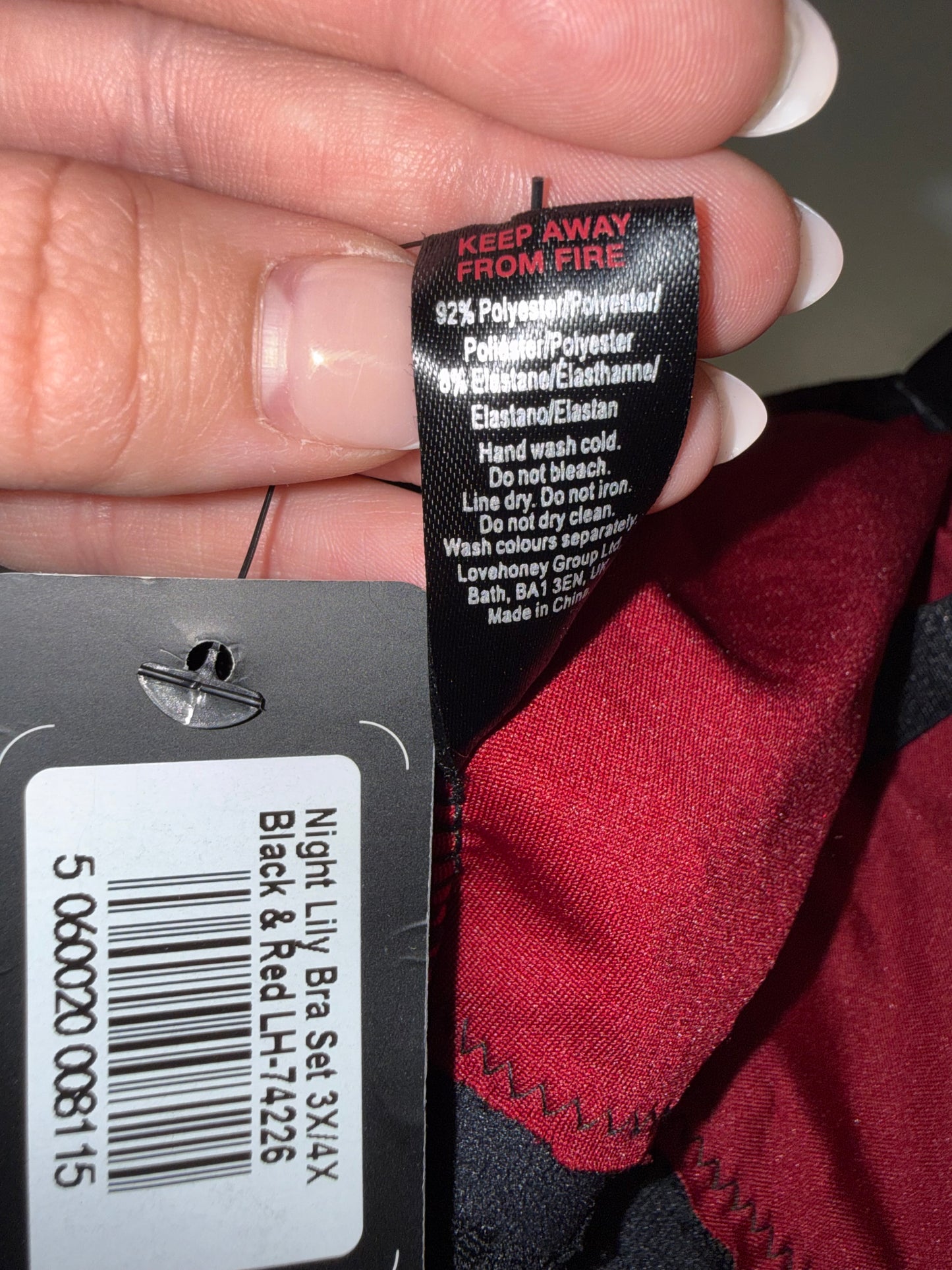 NWT LoveHoney (3X) Black and Red Lace Lingerie Bralette