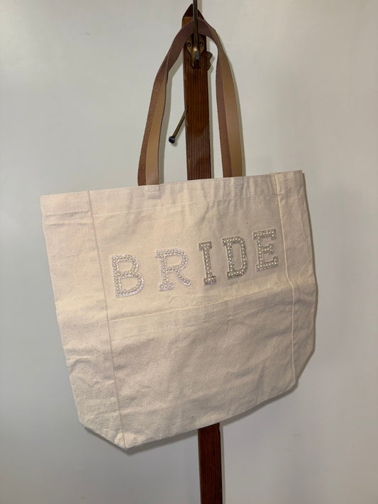 Jeweled Pearl “Bride” Tote Bag
