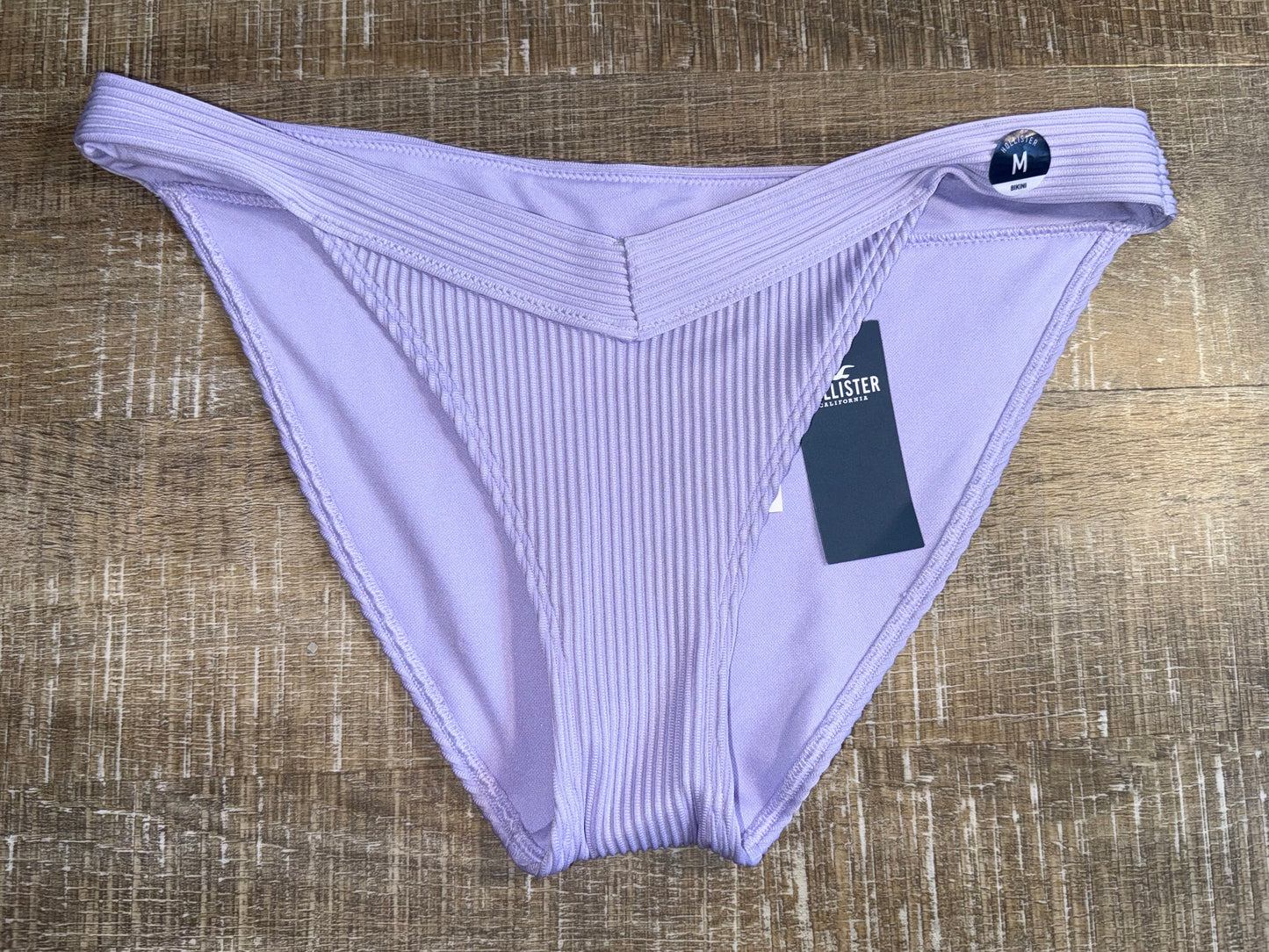NWT Hollister (Medium) Brand New Purple Ribbed Bikini Swim Bottoms