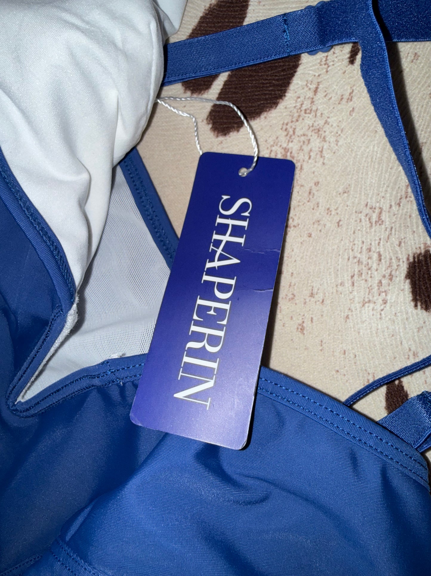 NWT Shaperin (XL) Brand New Blue Thong One Piece Swimsuit