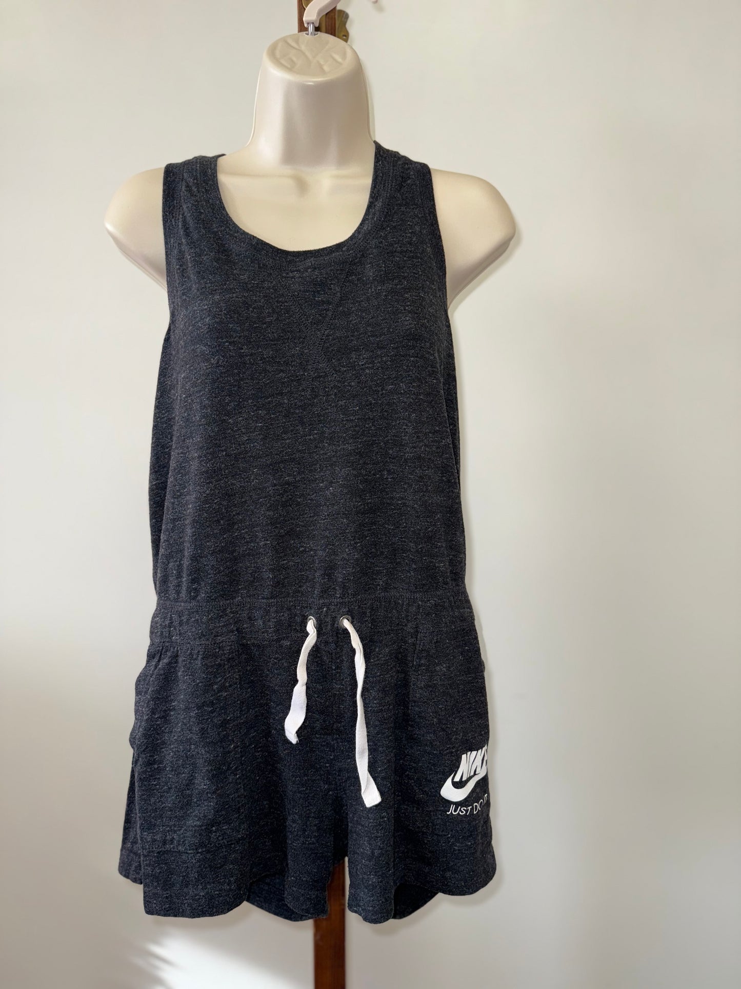 Nike (Medium) Dark Grey Romper with Pockets and Buttoned Shoulder