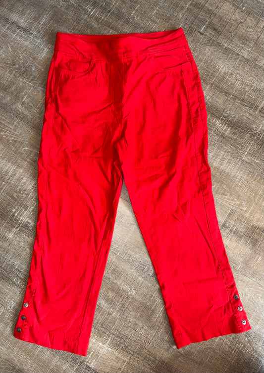 Tribal (6) Bright Red Cropped Slip On Dress Pants