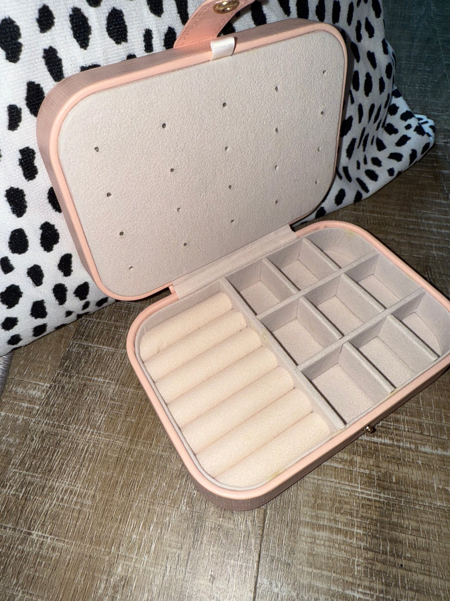 Pink Faux Leather Travel Jewelry Box