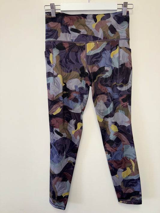Athleta (M) Salutation Stash Pocket Printed Neutral Floral 7/8 Tight Leggings