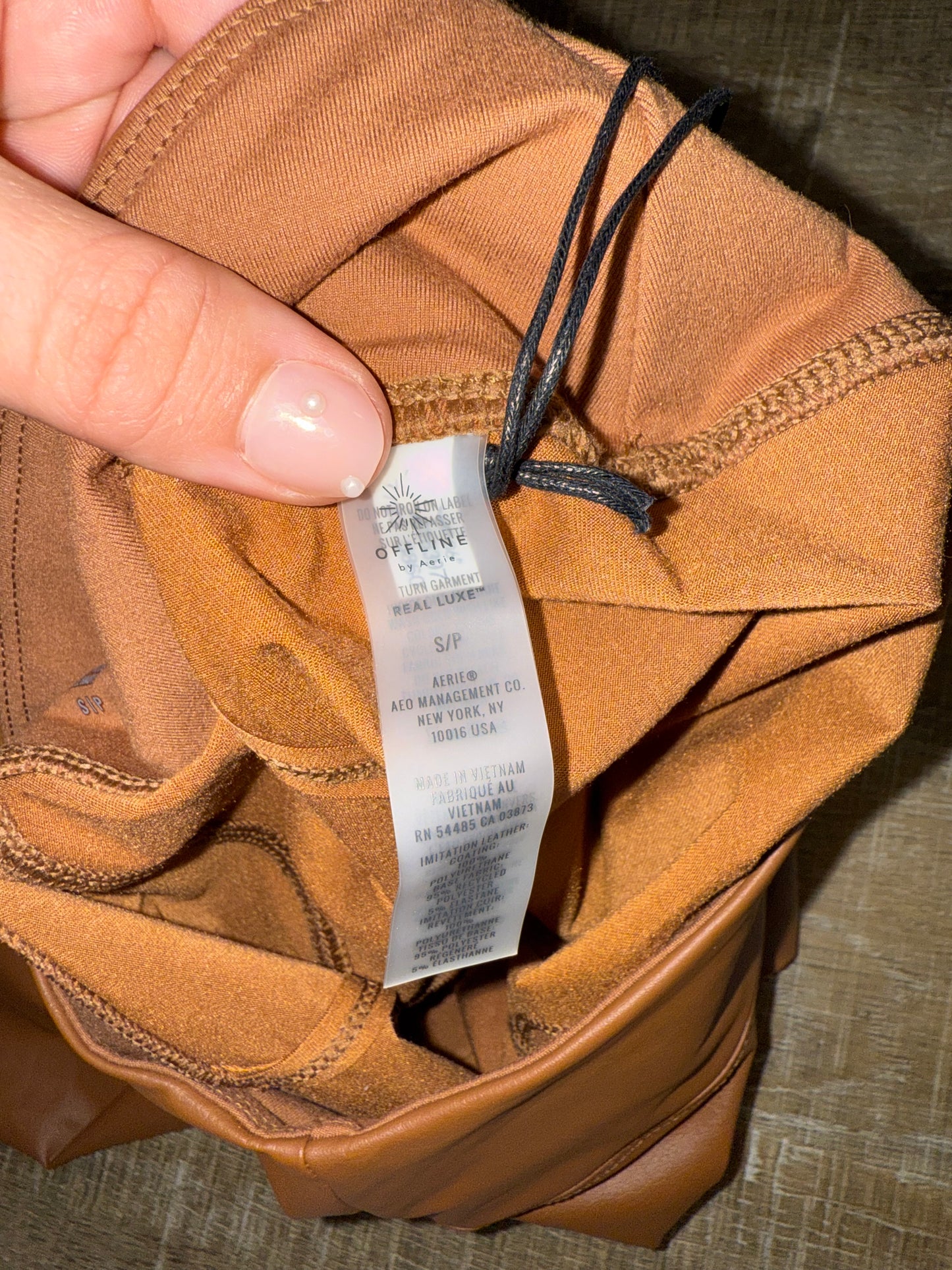 NWT Offline by Aerie (Small) Brand New Brown Faux Leather Legging Pants