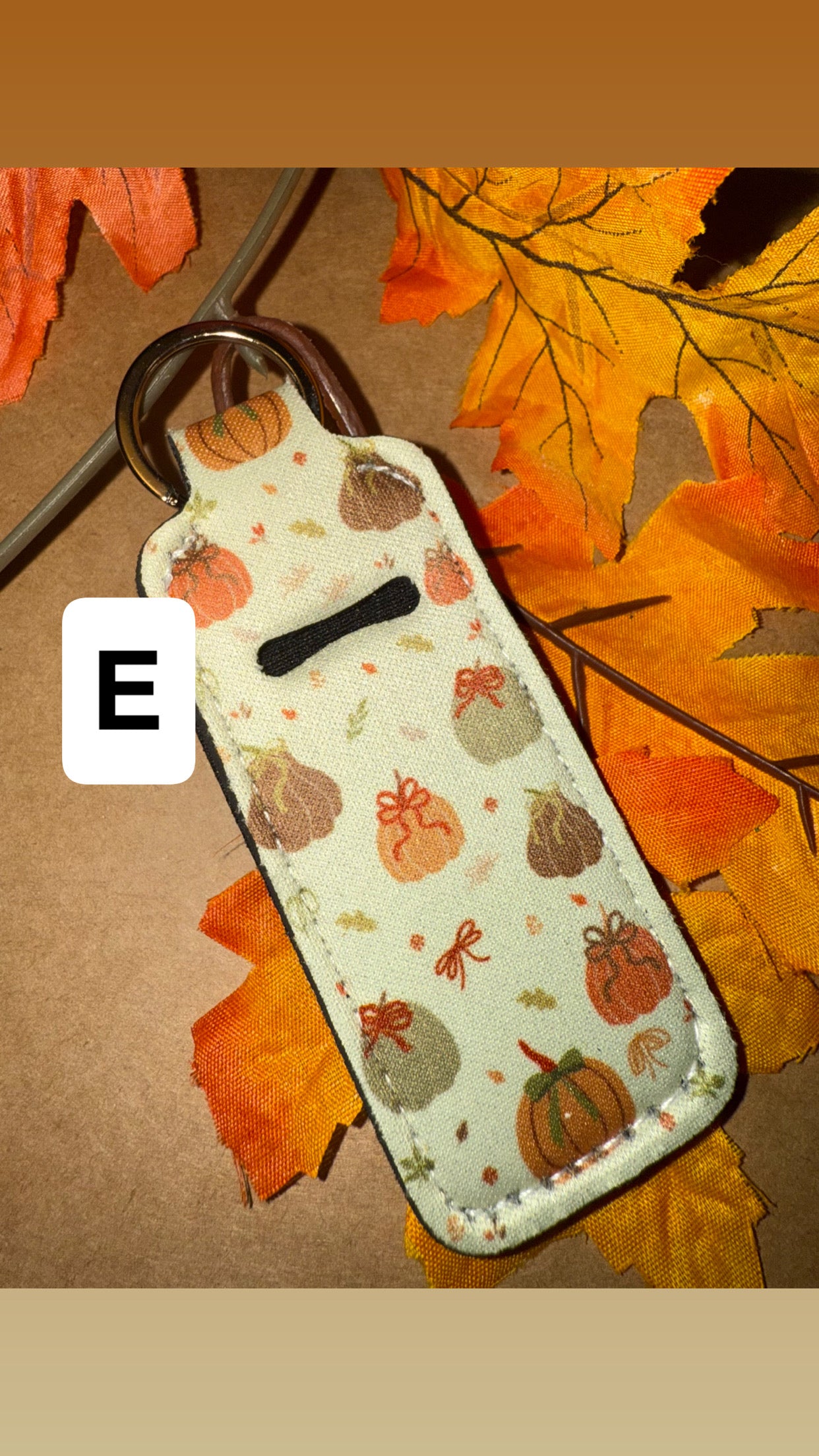 1 Fall Themed Chapstick Holder Keychain