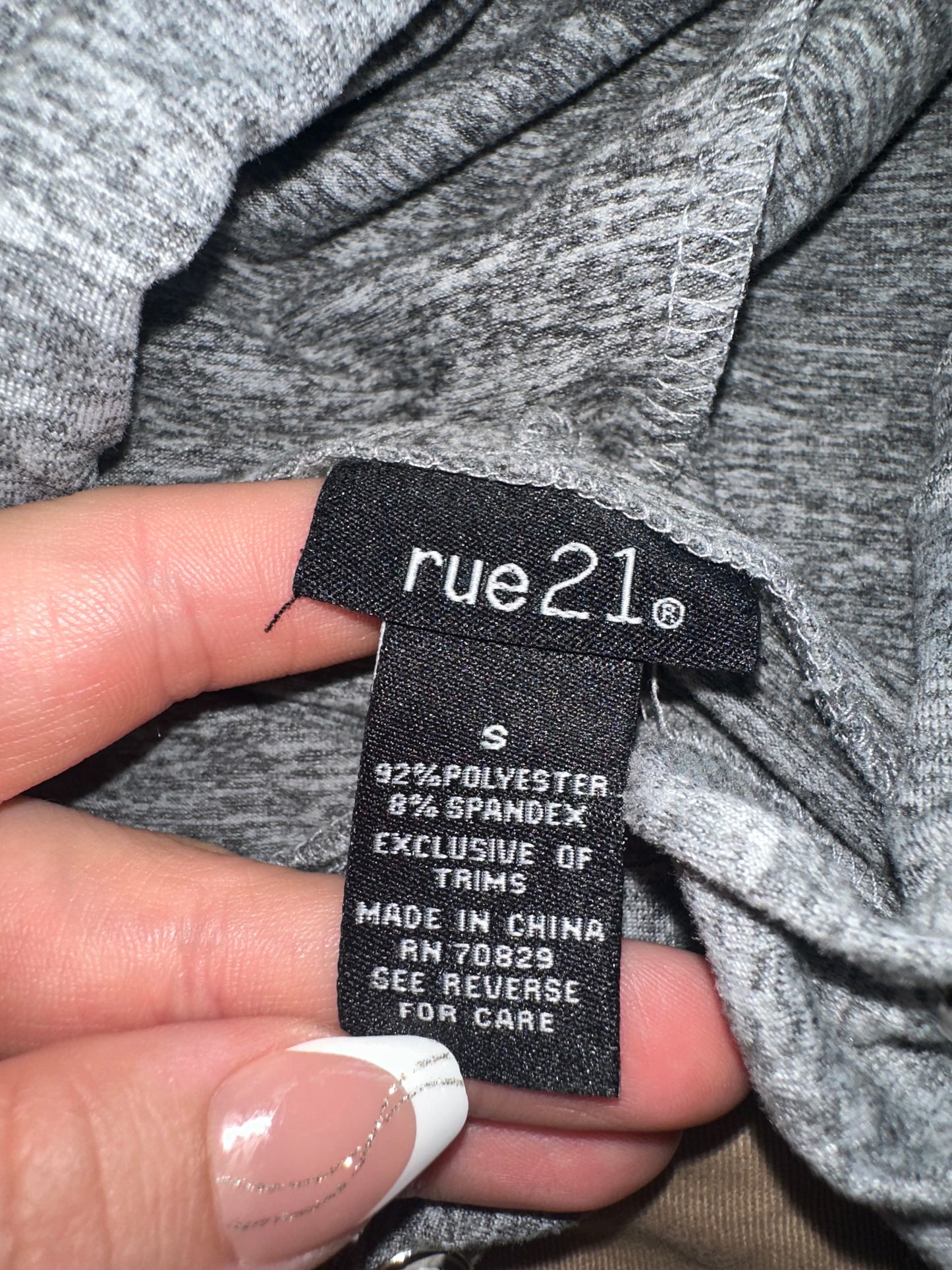 Rue 21 (Small) Grey Hoodie with Striped Sleeves
