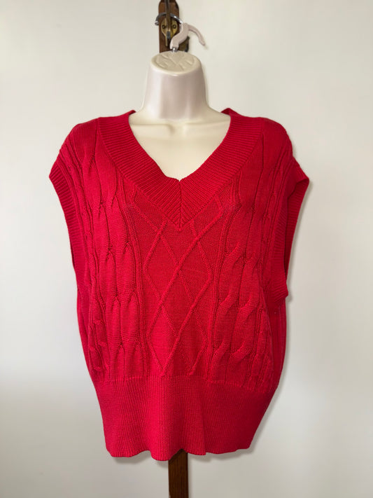 Sincerely Jules (XL) Red V-Neck Sleeveless Sweater Vest