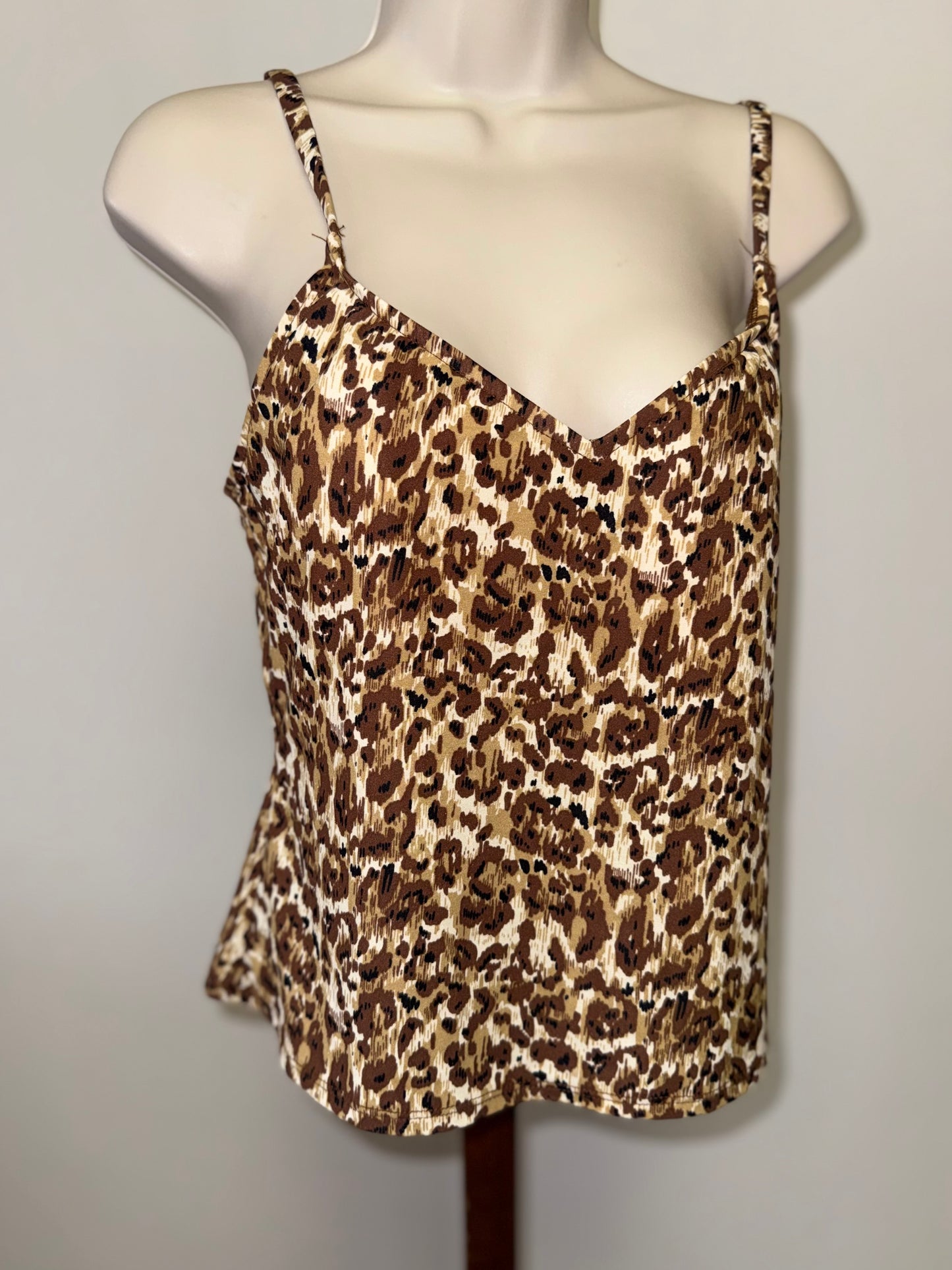 NWT Liz Claiborne (16) Brand New Neutral Cheetah Print Tankini Swim Top