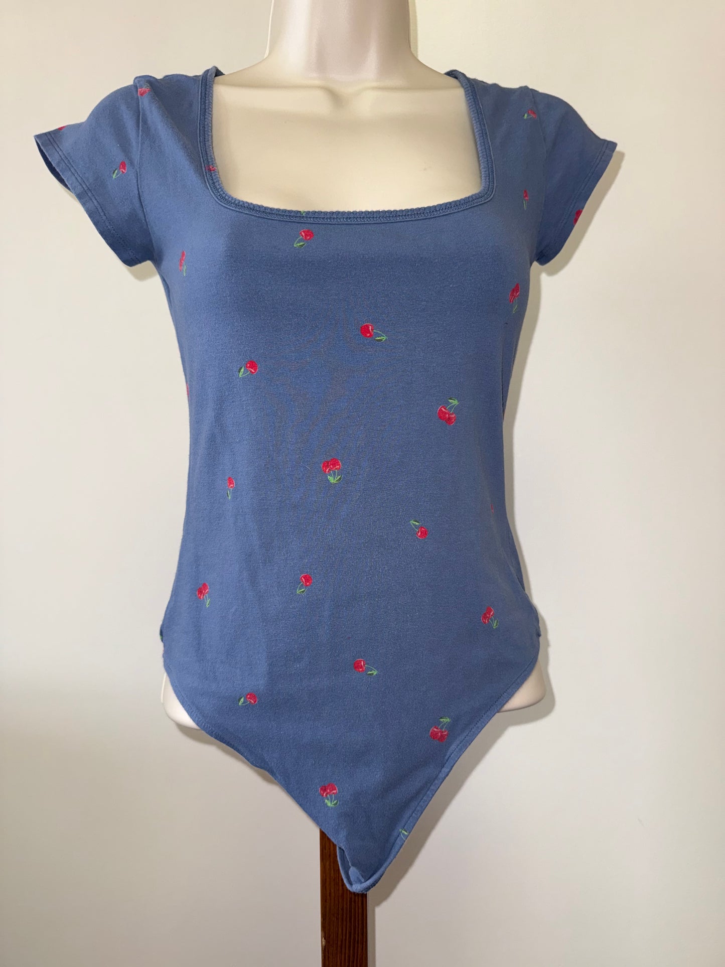 PINK Victoria's Secret (Small) Blue Bodysuit with Cherry Pattern