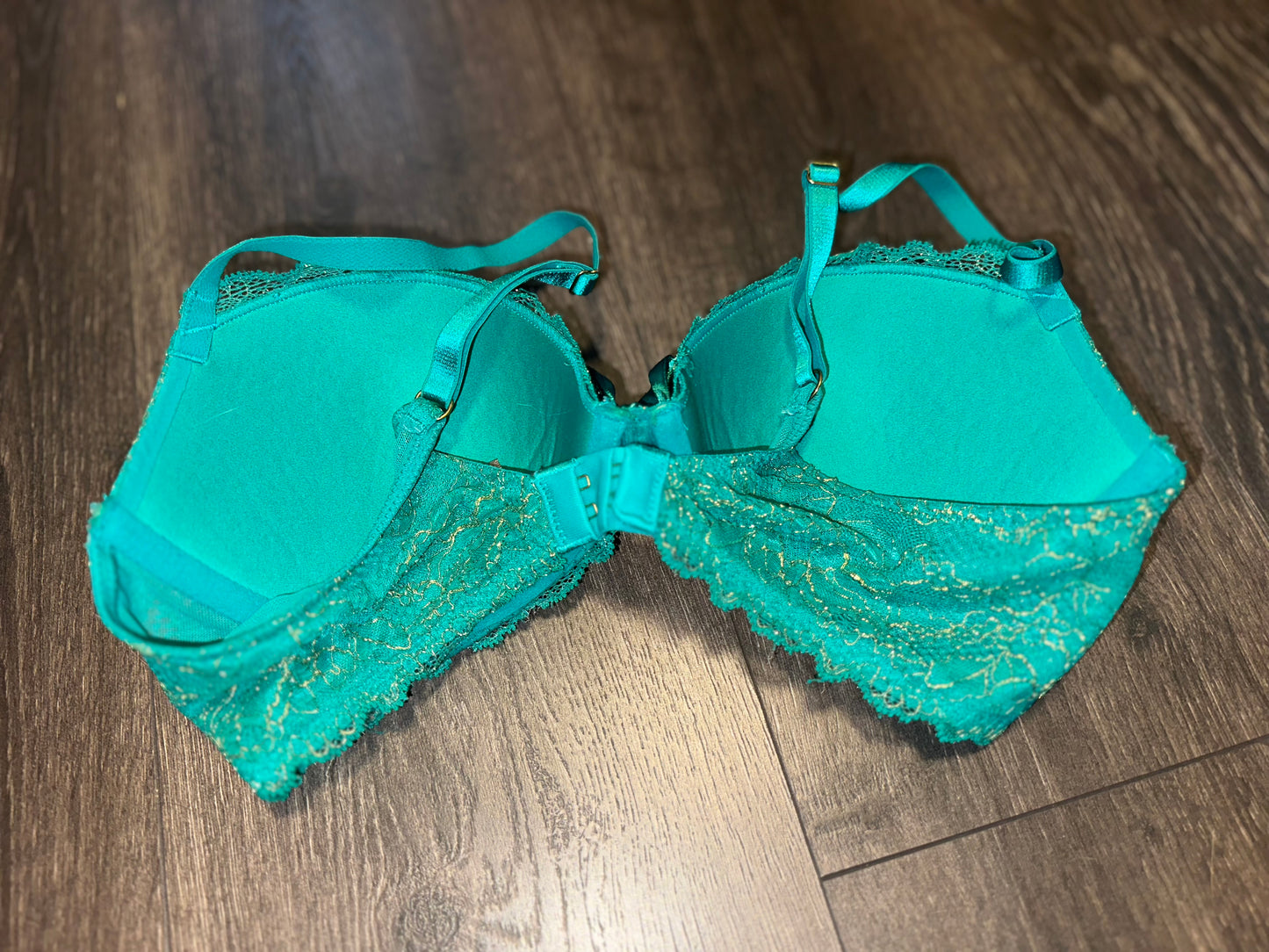 aerie (34C) Teal Lace Padded Bra with Bow