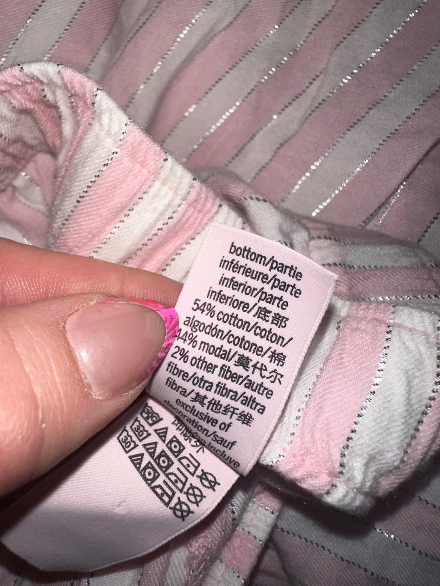 Victoria's Secret (XL) Pink//White//Silver Striped PJ Bottoms