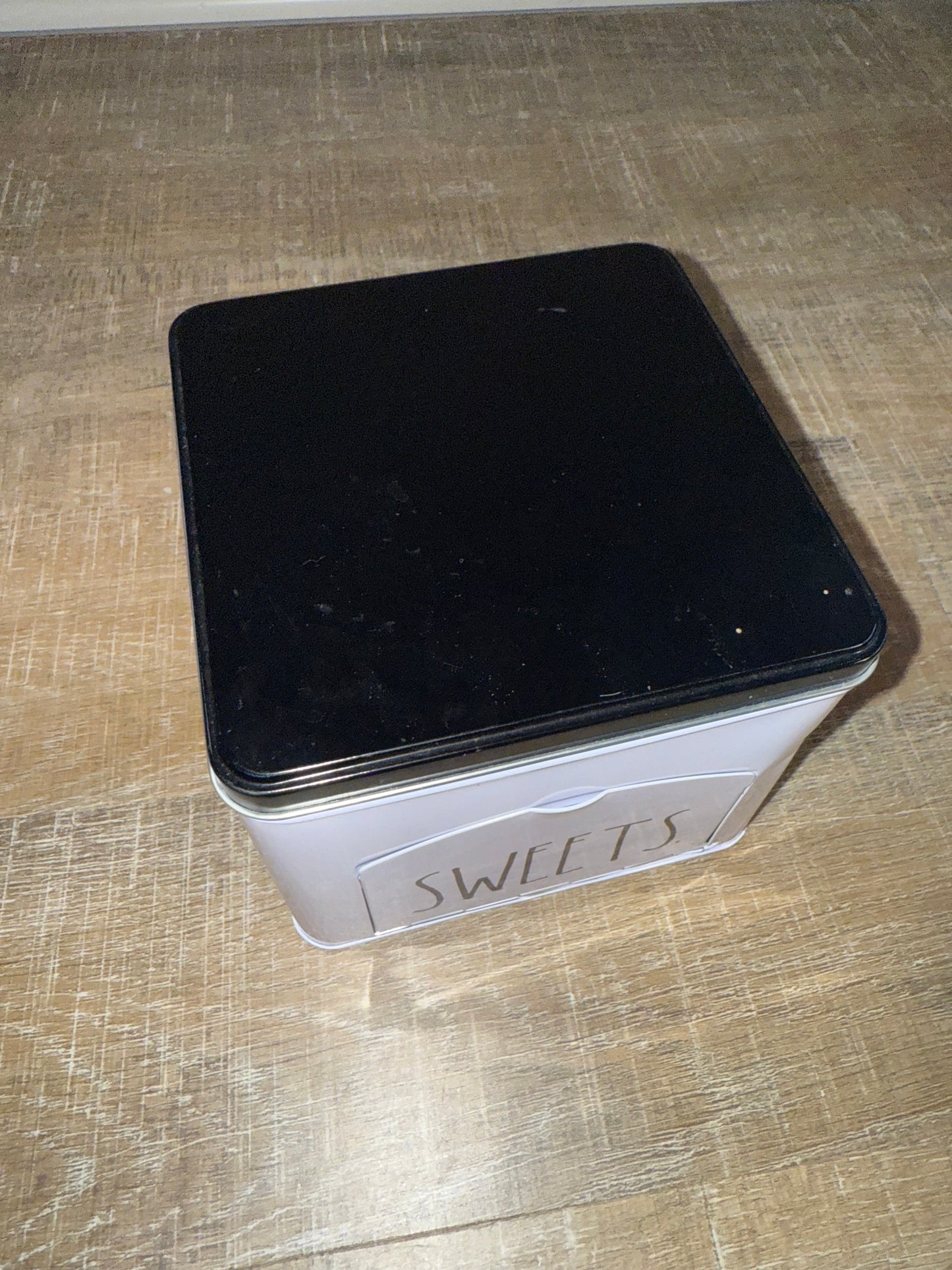 Rae Dunn Black and White Metal 'Sweets' Box