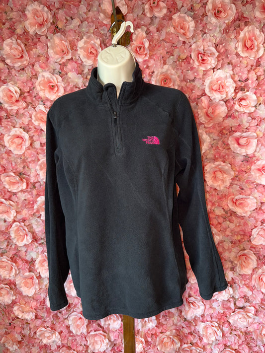 The North Face (L) Breast Cancer Pink Ribbon Black Fleece 3/4 Zip Up Pullover