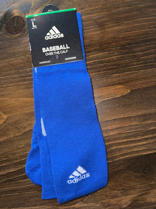 NWT Adidas (Large) Brand New Blue Baseball Over The Calf Aeroready Socks